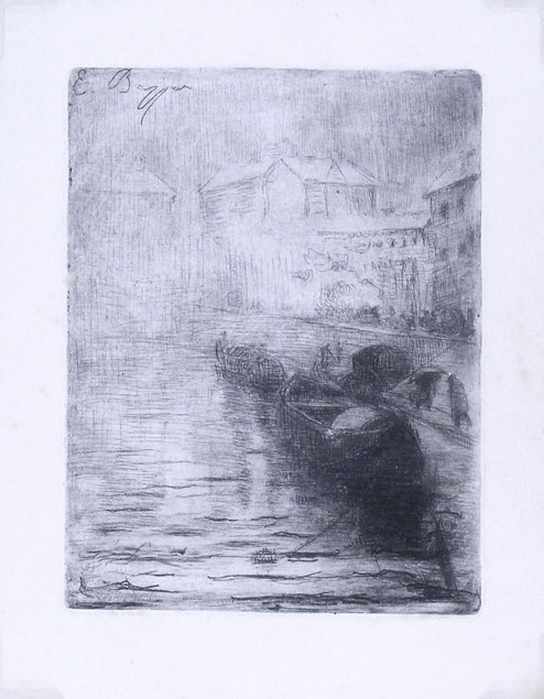 Ernesto Bazzaro, a view of the Darsena in Milan, earlier state
